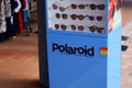 Polaroid polarized logo text and brand sign optical sunglasses display stand American