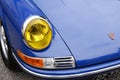 Porsche 911 blue classic sport vintage car iconic front logo sign and text brand Royalty Free Stock Photo