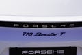 Porsche 718 boxster t sport german car logo brand and text sign on rear sport car