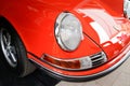 Porsche 911 classic sport vintage car iconic front headlight red orange racing vehicle Royalty Free Stock Photo