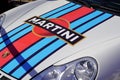 Porsche 911 and martini logo brand and text sign on classic sport vintage car iconic