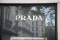 Prada store Italy windows logo text and sign brand facade entrance Italian luxury