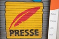 presse french store sign brand and logo text on press shop roller shutter