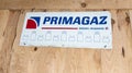 primagaz panel logo sign and text brand presentation for store sale of butane and