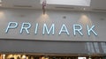 Primark logo brand shop and text sign store on facade boutique clothes Royalty Free Stock Photo