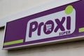 Bordeaux , Aquitaine / France - 02 01 2020 : proxi super supermarket logo sign purple shop group food retail store