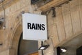 Rains sign and logo text front facade wall shop fashion clothes brand store and