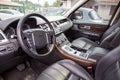 Bordeaux , Aquitaine / France - 03 03 2020 : range rover luxurious black leather interior dashboard multifunction steering wheel