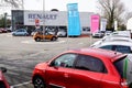 Renault brand sign and logo text on facade car dealership automobiles store signage