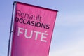Bordeaux , Aquitaine / France - 12 04 2019 : Renault pink flag second hand used sign logo car dealership