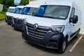 renault van master trafic commercial vehicles in trucks dealership industrial vehicles Royalty Free Stock Photo