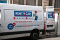rent a car logo brand and text sign on panel van truck of mobility agency French to