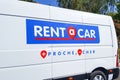 Bordeaux , Aquitaine / France - 07 25 2020 : rent a car logo and sign on van truck of Mobility agency shop French car rental