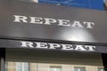 Repeat cashmere logo and text sign on shop fashion casual-wear brand