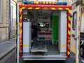 Rescue truck red open interior door firefighter ambulance of french fire ambulance