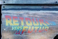 Retour vers le futur logo brand and text sign of movie Back to the future motion