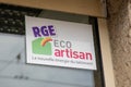rge eco artisan logo sign and brand text certification qualification label companies