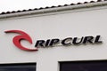 Bordeaux , Aquitaine / France - 11 18 2019 : Rip curl logo surf skate clothes boardshort sign Ripcurl shop store