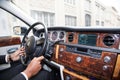 Bordeaux , Aquitaine / France - 11 07 2019 : Rolls Royce Phantom interior view of luxury car dashboard steering wheel supercar