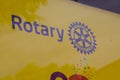 Rotary International club sign text and brand logo