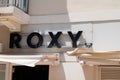 Roxy logo sign and brand text on store facade clothing shop sporting company