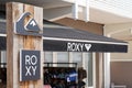 Roxy logo and text sign of surf brand shop for women and girls Royalty Free Stock Photo