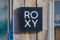 roxy text logo shop and brand sign of women fashion surf girls store clothing Royalty Free Stock Photo