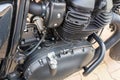 Royal Enfield black engine detail motorcycle motor bike from India Royalty Free Stock Photo