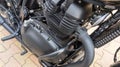 Royal Enfield black engine motor detail of limited edition motorcycle bike from India Royalty Free Stock Photo