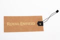 royal enfield brown clothing accessories label and text sign logo brand for stock Royalty Free Stock Photo