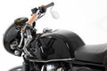 Royal Enfield continental gt black cafe racer old school motorcycle fuel tank of Royalty Free Stock Photo
