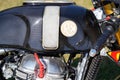 Royal Enfield gt continental motorcycle fuel tank carbon black color of vintage indian Royalty Free Stock Photo