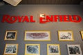 Royal Enfield motorcycles logo brand and text sign dealership store interior Royalty Free Stock Photo