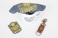 Royal Enfield mug neck collar tube and key chain Emblem Patch with logo brand and text