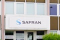 Safran logo sign on building of  French multinational aeronautical company aircraft Royalty Free Stock Photo