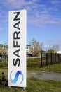 Safran logo sign and text of aeronautical company aircraft engine French industrial Royalty Free Stock Photo