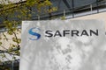 safran logo sign and text brand office facade factory aeronautical company aircraft Royalty Free Stock Photo