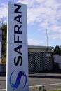 Safran logo sign and text front of factory aeronautical company aircraft engine French Royalty Free Stock Photo