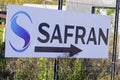 Safran logo and text sign of  French multinational aeronautical company aircraft Royalty Free Stock Photo