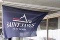 Saint james logo brand and text sign on flag wall facade store marine boat luxury shop