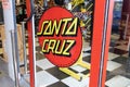 Santa Cruz Skateboards sign text and logo shop brand on door entrance store street Royalty Free Stock Photo
