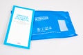 Screening colorectal cancer medic testing sample kit with paper flyer Royalty Free Stock Photo