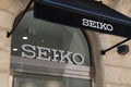 seiko boutique logo brand and sign text front of store fashion facade clock watches
