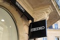 Seiko boutique logo and sign text front of store fashion brand clock watches shop in