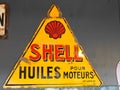 Shell oil company logo brand and text sign Royal Dutch ancient old panel vintage Royalty Free Stock Photo