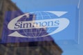 Simmons logo text and sign brand of french bedding mattresses and box springs