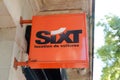 Sixt logo and text sign for Car Rental Office in France store street