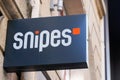 Snipes entrance logo and sign text front of store fashion brand shop