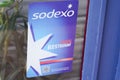 Sodexo brand logo and text sign front of pub bar door window restaurant entrance facade Royalty Free Stock Photo