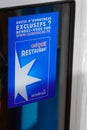 Sodexo cheque restaurant brand logo and text sign front of pub bar door window